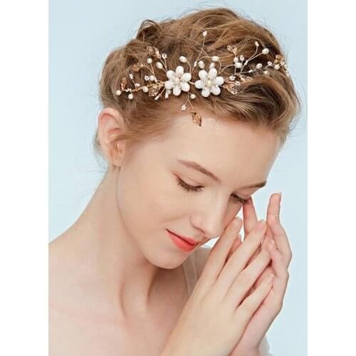 Vintage Wedding Hair Accessories for Brides Crystal Simulated Pearl Bridal Headband for Women
