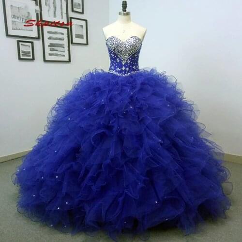 Royal Blue Quinceanera Dresses Ball Gown Plus Size Sweet 16 Puffy Quinceanera Gown Prom Dresses for 15 Years