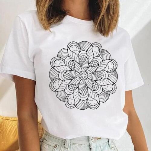 Women Vintage Flower Printing Lovely Watercolor Fashion Female Clothes Tees Tshirt Cartoon Tops Print Ladies Graphic T-Shirt