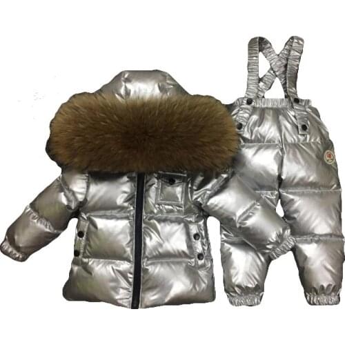 Winter Silver Set Children Baby Boy Thick Clothes 90% White Duck Down Kids Ski Suit Overcoat Baby Girls Parka Girl Down Jacket