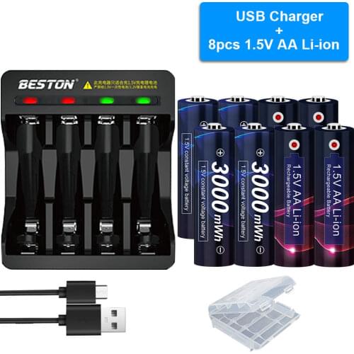 AA 1.5V Rechargeable Battery 3000mWh 1.5V AA Lithium Li-ion Rechargeable Bateries AA 1.5v Batteries Rechargeable Battery AA 1.5V