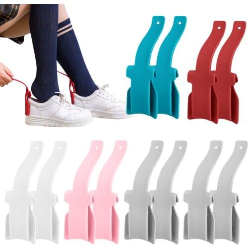 1 pair of lazy shoe horn, long handle shoes, easy to put on and remove horns for most shoes, handle shoes for seniors, men, wome