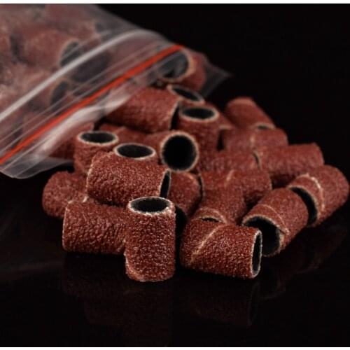 100pcs 80''/120'' Nail Art Sanding Bands Kapturki do Pedicure Frez Embout Ponceuse Ongle for Electric Nail Machine Drill Bits
