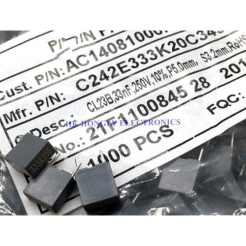 100PCS CL23 0.033UF 333 33NF 250V 333K250 P=5mm Film Capacitor