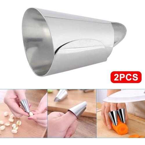 2PCS Stainless Steel Fruit Peel Finger Protector Kitchen Pick Vegetables Gadgets Stripping Beans Garlic Peeler BS