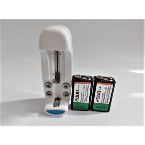 2pcs 9v 2000mAh Ni-MH Rechargeable 9 Volt NiMH Battery + Universal 9v AA AAA 18650 Cr123a Battery Charger