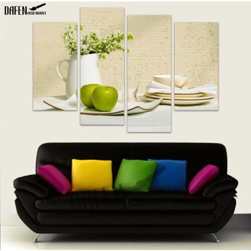 4 Panels Fresh Fruit Canvas Still Life Abstract Painting On Wall Hanging Combinative Picture For Kitchen Home Decoration