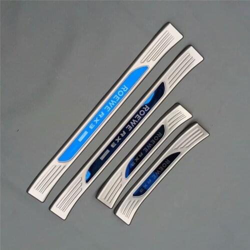 4pcs/set Stainless steel exterior door sill strip fit for ROEWE RX3 Threshold trim welcome pedal Scuff plate guard cover
