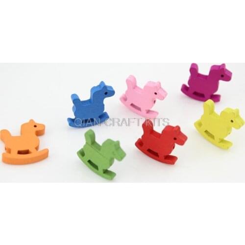 500pcs multio colored big Wooden Ponie rocking horse wood Beads , pendants, cabochon, handmade buttons