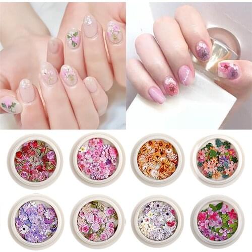 8 Box Nail Art Decoration Ultra-thin Pulp Nail Decal Manicure Wood Pulp Flower Decor DIY Nail Art Decals for Women Girls