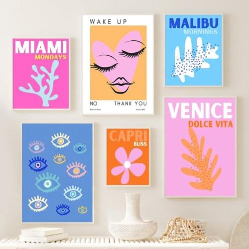 Abstract Evil Eye Mykonos Capri Bliss Santorini Flower Wall Posters And Prints Canvas Painting Pictures For Living Room Decor