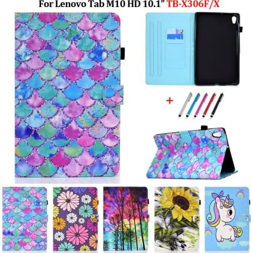 Case For Lenovo Tab M10 HD Case Funda 2nd Generation Fashion Painted Leather Stand Tablet For Lenovo TB-X306X X306F Tab M10 HD