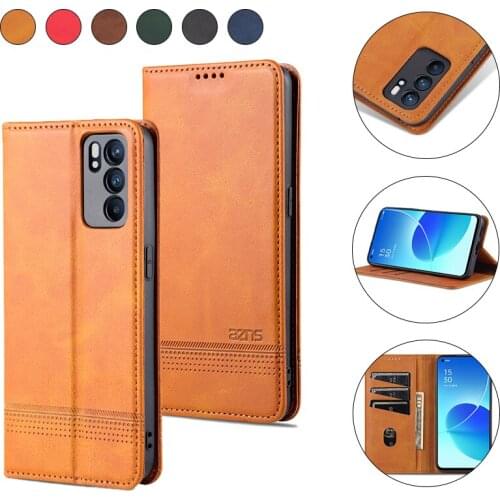 Card slot Ultra Thin Leather Case For OPPO K7 X K9 F15 F19 Reno 3 4 4Z 5 5K 5Z 6 PRO Plus Lite Wallet Shockproof Magnetic Cover