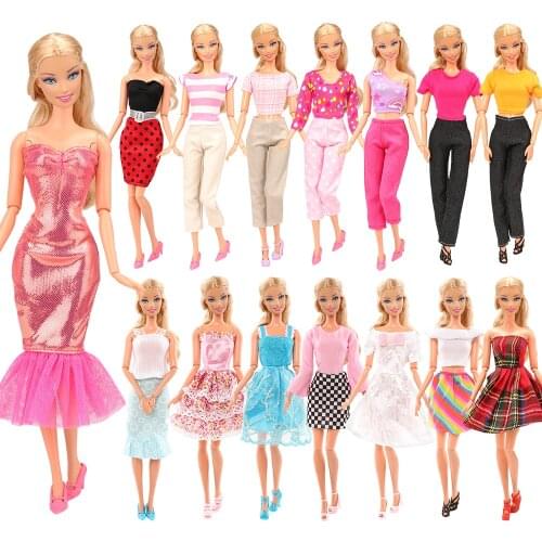Fashionn Handmade Cheap 5 Items /Lot Kids Toys Random Doll Accessories Clothes Dresses For Barbie Dressing Game DIY Present