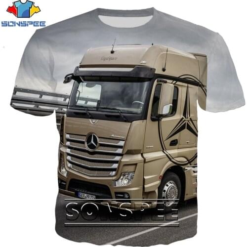 SONSPEE Car Heavy Duty Truck Vehicle Power Shirt 3D Printing Men Womens Summer Fashion Man Punk Oversize Tshirt Kid Tshirts Top