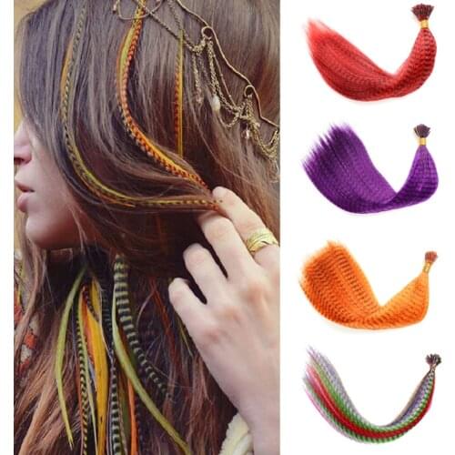WIGSIN Synthetic False Feathers Clip in Hair Extension DIY Colorful Hairpiece for Fashion Beautiful Girls
