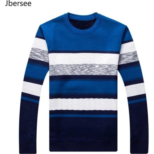 Jbersee Men Winter Sweater Brand Velvet Men Stripe Knitted Pullover Sweater Men Casual Warm Christmas Sweater Pull Homme MY018