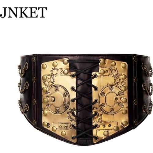 JNKET New Fashion PU Leather Steampunk Steam Unisex Girdle With A Retro Stretch Waistband