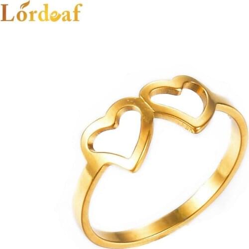 New Heart Shaped Ladies Ring Stainless Steel Ladies Line Up Fashion Jewelry