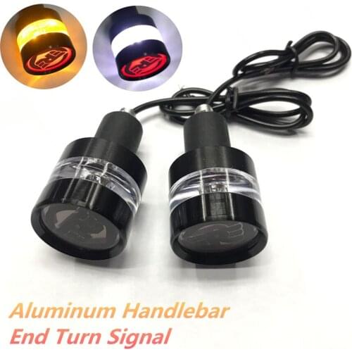 2PCS Dual Colors Motorcycle DRL Turn Signal LED Light Indicator Blinker Handle Bar End Handlebar