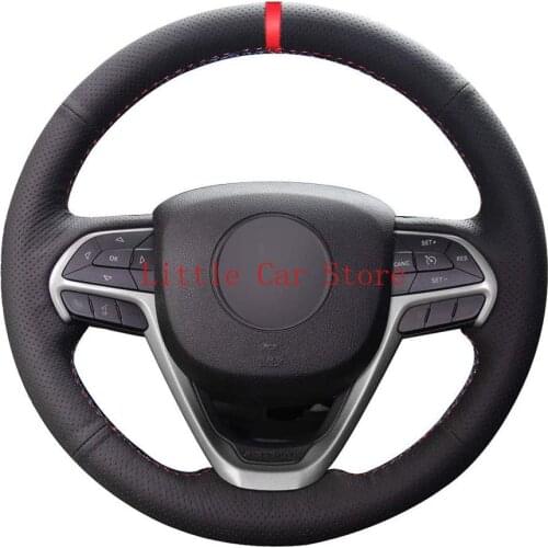 DIY Leather Steering Wheel Cover For Jeep Grand Cherokee 2014-19 Interior Accessories Stitch On Wrap