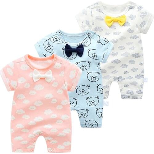 Handsome Baby Rompers 2021 summer Newborn 0-24M Gentleman Clothing Infant Costume Cotton Baby Jumpsuit Baby Boy grils Clothes
