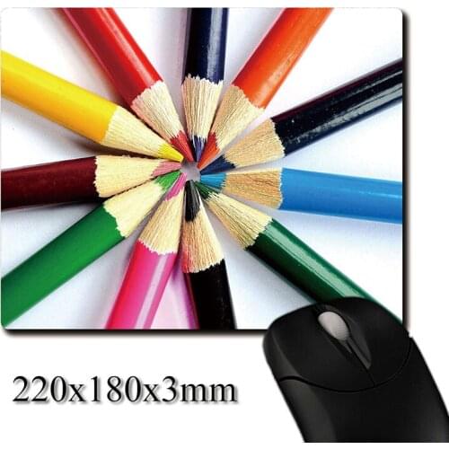 Colorful pencil combination image printed Heavy weaving anti-slip rubber pad office mouse pad Coaster Party favor 220x180x3mm