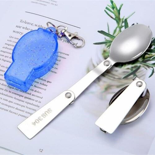 Stainless Pocket Spoon Fork Super Small Foldable Spoon Fork Camping Picnic Tool Outdoor Folding Travel Camping Utensil #W0