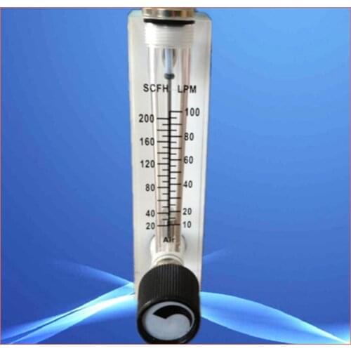LZM-6T 10-100LPM/20-200SCFH panel type acrylic flowmeter(flow meter) with adjust valve bass fitting Female G1/4" Male M18*1.5