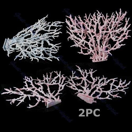 M65 Drop Shipping 2pcs/set Reef Coral Decoration Ornaments New Fish Tank Faux Artificial Aquarium Accessory Blue