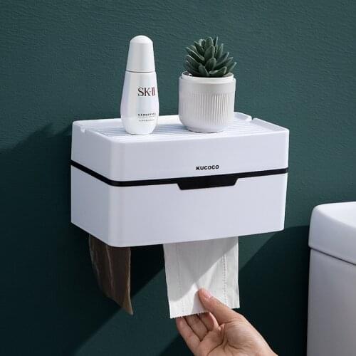 Multifunctional Bathroom Toilet Paper Holder Wall-mounted Waterproof Roll Paper Creative ABS Paper Box Modern WC Accessories