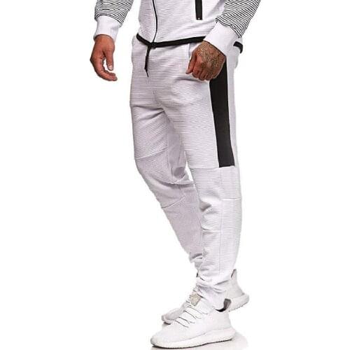 QNPQYX fashion Men Fitness Patchwork pants Bodybuilding Full Length Sports Cargo Pants sports trousers male streetwear joggers