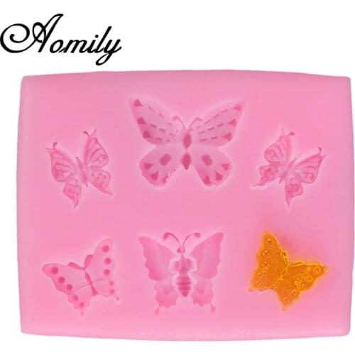 Aomily 3D Butterfly 6 Styles kit Silicone Mold DIY Fondant Cake Baking Mold Chocolate Wedding Cake Decorating Tool Ice Cube Mold