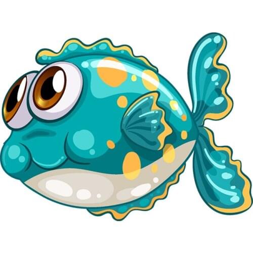 DecalsMe 11x8.4cm Car Stickers Cartoons Fish Car-Styling Vehicle Body Window Decals UV printed PVC Decals Styling Accessories