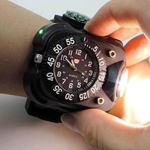 Outdoor Military Sports Watch Compass IPX7 Waterproof 50m LED Flashlight Wristwatch Quartz Clock Watch Compass