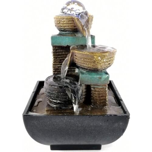 LED Ball Tabletop Water Fountain 3 Tier Waterfall River Rocks Electric Pump Soothing Water Sounds for Office and Home Decor