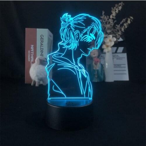 Anime Eren Yeager Figure Nightlight 3D Illusion Night Light LED Home Decor Desk Lamp Attack on Titan Bluetooth Speaker Kids Gift