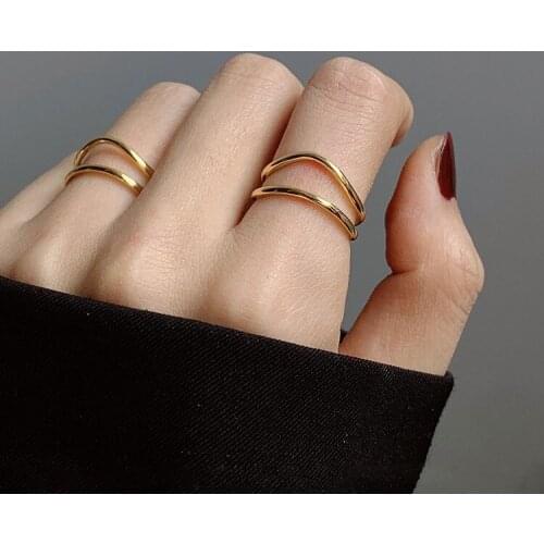 New Simple Line Opening Adjust Size Gold Rings For Women Fashion Jewelry Girls Gift