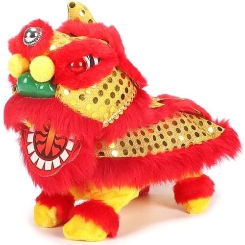 New Year Electric Lion Dance Robot Interactive Flashing Lucky Lion Toy Plush