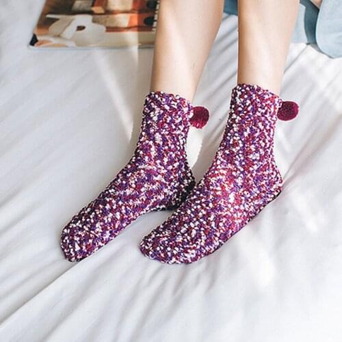 Fall / Winter Warm Socks Coral Fleece Sweet Colorful Female Casual Socks Home Socks Cake Sleep Socks -MX8
