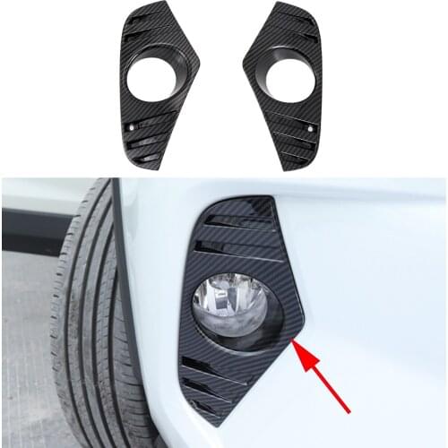 Carbon Fiber Front Fog Light Lamp Cover Trim Fit For Toyota RAV4 2019 2020 Foglight Foglamp Protector Accessories