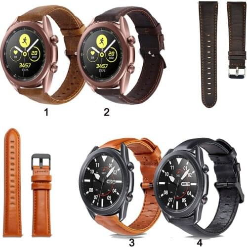 20mm 22mm Replacement Band Genuine Leather Strap for Samsung Galaxy Watch3 41mm 45mm Strap Bands