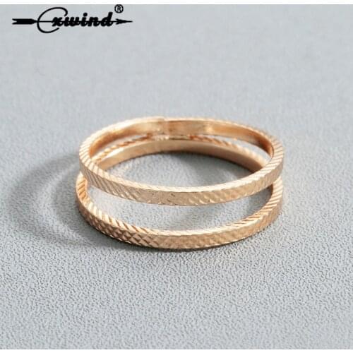 Cxwind Luxury Gold Rings Romantic Multi Layers Curved Ring Jewelry for Women Girl Nice Wedding Finger Rings Gift Wholesale