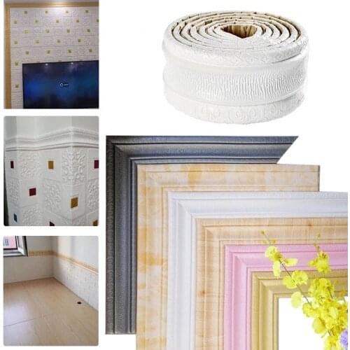 3D Foam Self Adhesive Wall Sticker Waterproof Baseboard Wallpaper Border Wall Corner Line Stickers Living Room Home Decoration