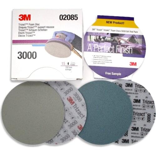Trizact Hookit 6" P3000 /5000 Grit Foam Disc Sponge Sandpaper Abrasive Tools For Grinding 3M 02085