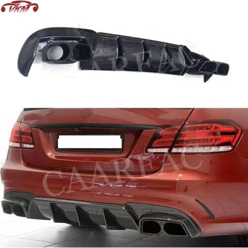Carbon fiber Rear Bumper Lip Diffuser With Exhaust tips For Benz W212 E260 E300 E400 E63 AMG 2014 -2016 Car Styling