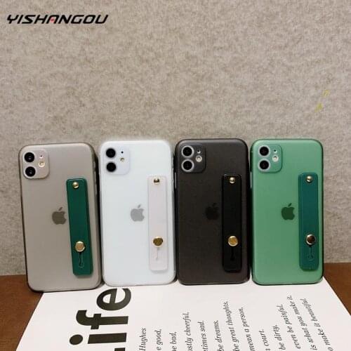 Ultra thin Hard Cases For iPhone 11 Pro SE 2 XS Max XR X 6 6S 7 8 Plus Transparent Wrist strap stand Back Cover For iPhone 11