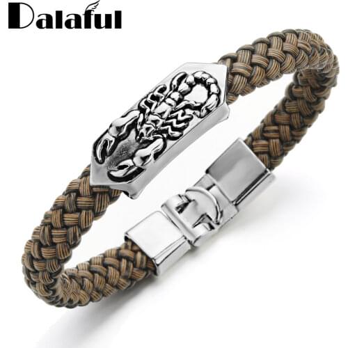 Vintage Scorpion Bracelet Trendy Men Jewelry PU Leather Charm Wristband Pulsera Hombre Punk Bracelets & Bangles S414