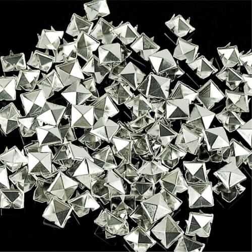 WITUSE 11.11 Promotion Sale 100pc/lot silver 10mm pyramid square studs spots punk spikes for jean shirt bracelet Shoes Clothes