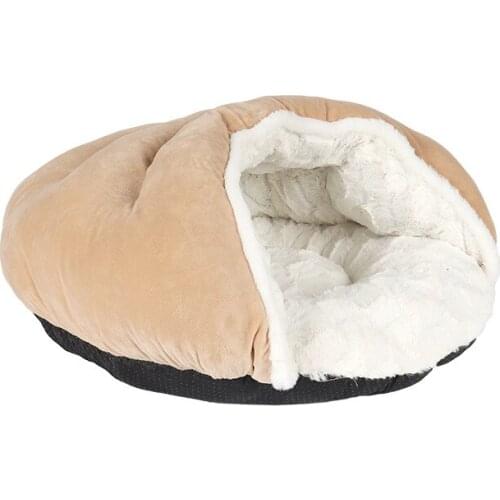 Enclosed Yurt Warm Thicken Plush Suede Pet Bed Soft Comfortable Slipper Shape Cat Sleeping Bag Cat & Dog Nest Pet Accessories